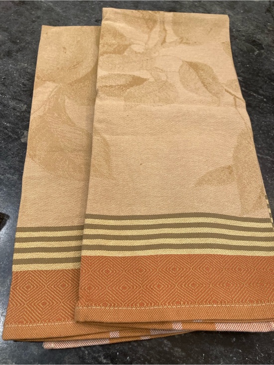 Williams Sonoma Other - Set of 4 Williams Sonoma Autumn Leaf Jacquard Kitchen Towels - Honey Gold 20x30